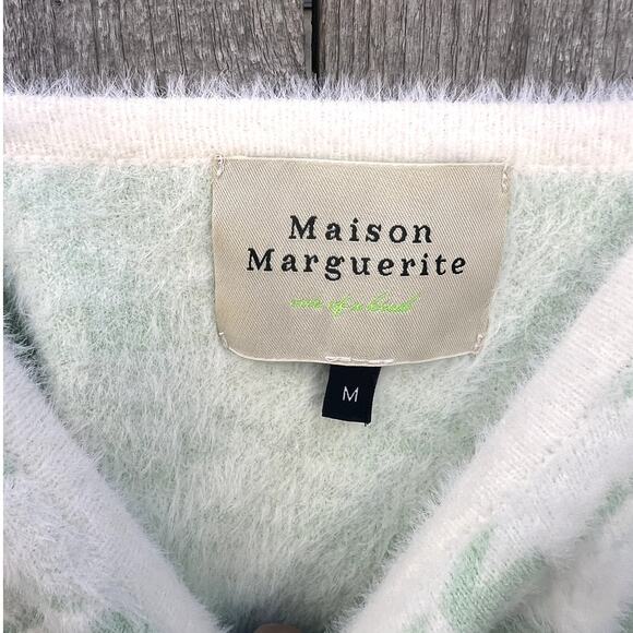 Maison Marguerite | Gingham Print Cropped Fuzzy Top Size Medium - Picture 3 of 6